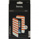 Hama Plånboksväska DesignLine iPhone6/6S Stripe Orange/Vit