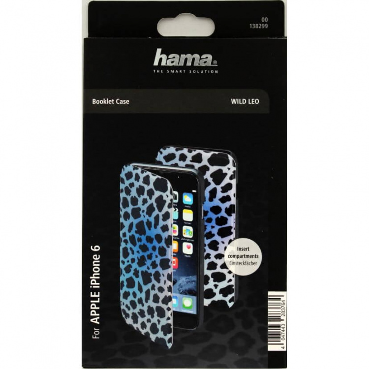 Hama Plånboksväska DesignLine iPhone6/6S Leopard Blå