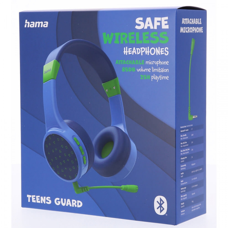 Hama Headphone Teens Guard On-Ear Wireless 85dB Blue