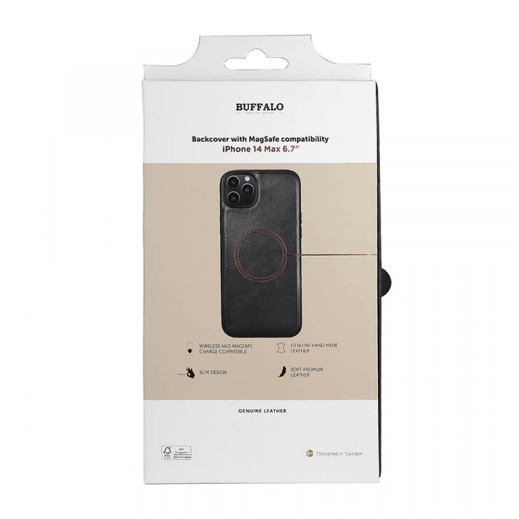 Buffalo Backcover Leather MagSeries iPhone 14 Plus Black