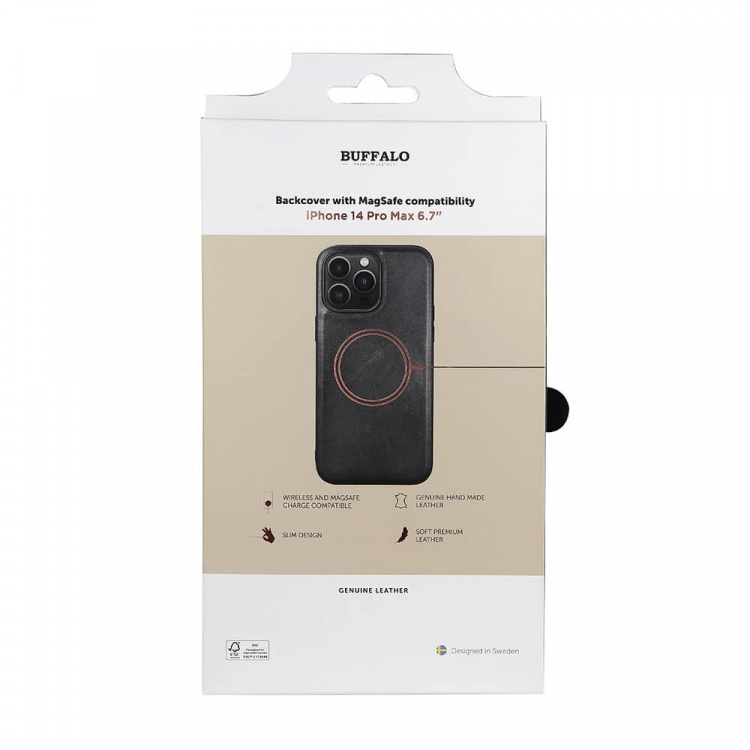 Buffalo Backcover Leather MagSeries iPhone 14 Pro Max Black