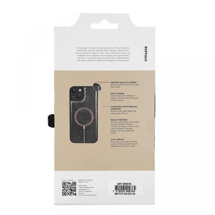 Buffalo 2in1 Leather 3 card MagSeries iPhone 13/14/15 Black Buffalo 2in1 Leather 3 card MagSeries iPhone 13/14/15 Black