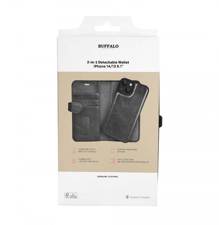 Buffalo 2in1 Leather 3 card MagSeries iPhone 13/14/15 Black Buffalo 2in1 Leather 3 card MagSeries iPhone 13/14/15 Black