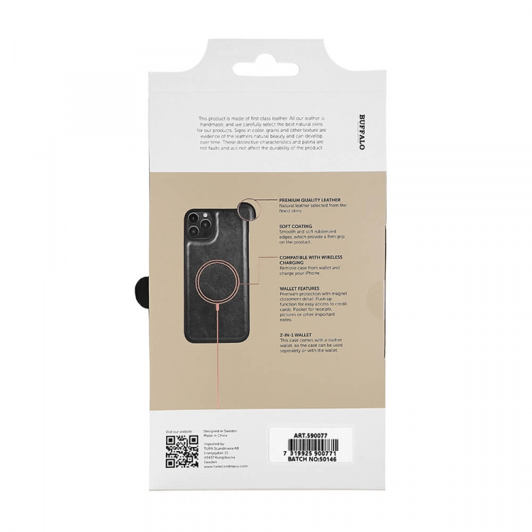 Buffalo 2in1 Wallet Leather 3 card iPhone 14 Plus Black Buffalo 2in1 Wallet Leather 3 card iPhone 14 Plus Black