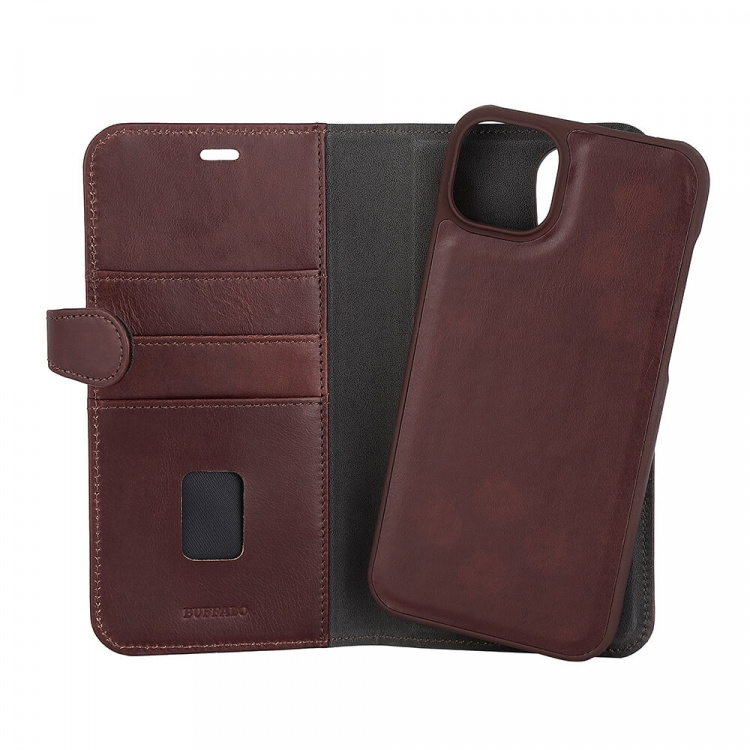 Buffalo 2in1 Wallet Leather 3 card iPhone 14 Plus Brown Buffalo 2in1 Wallet Leather 3 card iPhone 14 Plus Brown