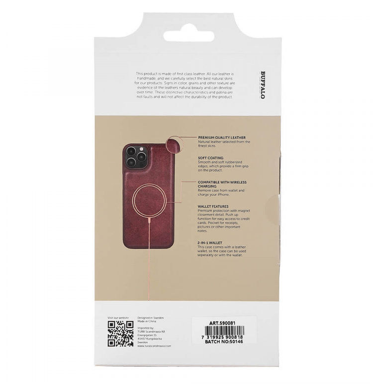 Buffalo 2in1 Wallet Leather 3 card iPhone 14 Plus Brown Buffalo 2in1 Wallet Leather 3 card iPhone 14 Plus Brown