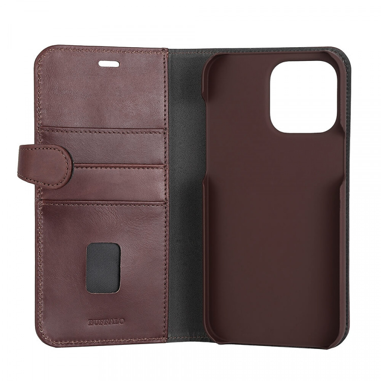 Buffalo 2in1 Wallet Leather 3 card iPhone 14 Pro Max Brown Buffalo 2in1 Wallet Leather 3 card iPhone 14 Pro Max Brown