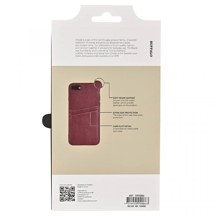 Buffalo Back cover PU 2 card iPhone 7 / 8 / SE Brown