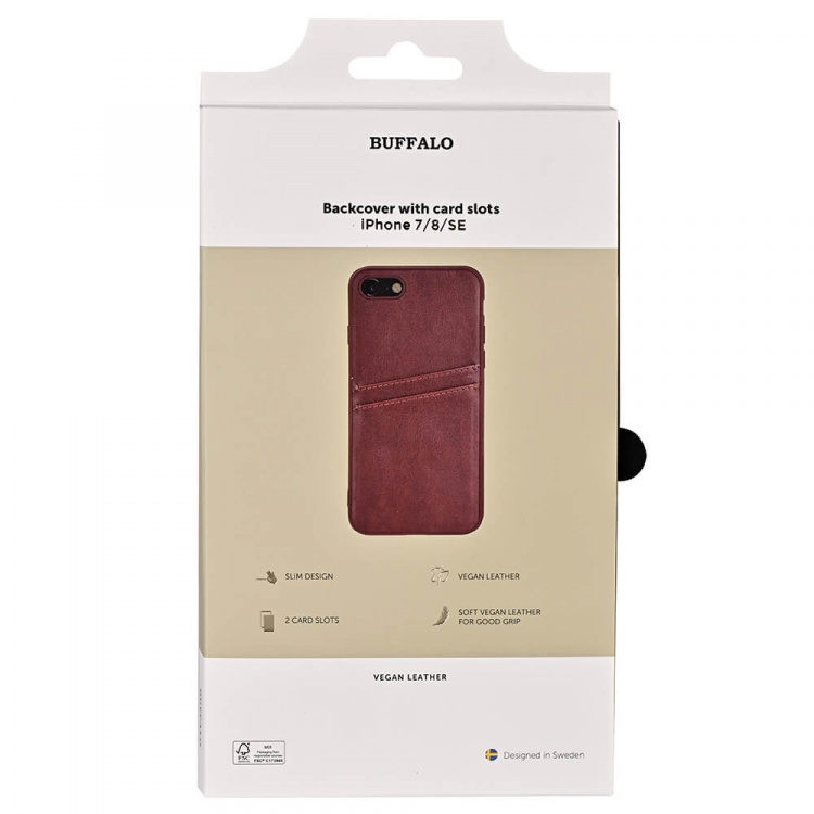 Buffalo Back cover PU 2 card iPhone 7 / 8 / SE Brown