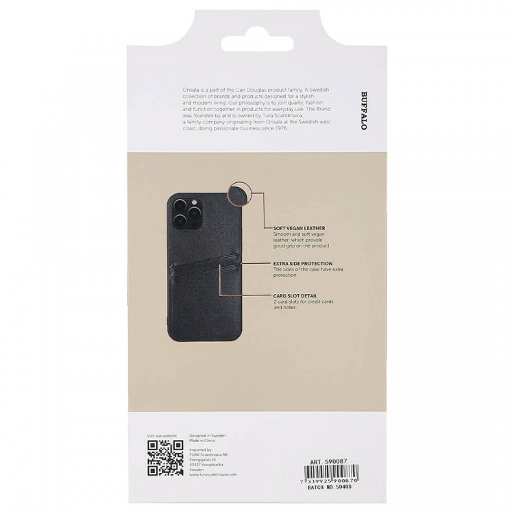 Buffalo Back cover PU 2 card iPhone 12/12 Pro Black Buffalo Back cover PU 2 card iPhone 12/12 Pro Black