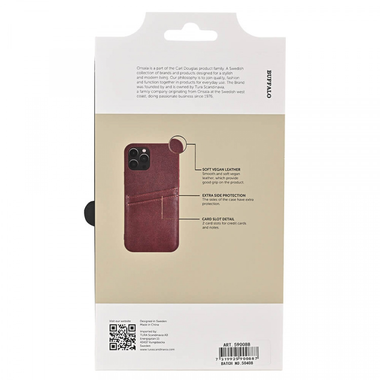 Buffalo Back cover PU 2 card iPhone 12/12 Pro Brown Buffalo Back cover PU 2 card iPhone 12/12 Pro Brown