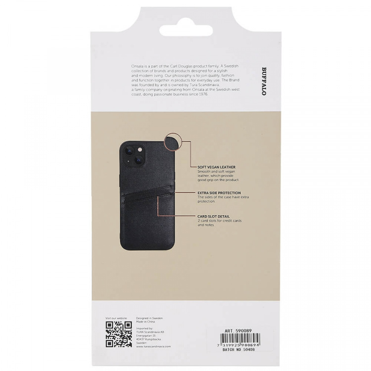 Buffalo Back cover PU 2 card iPhone 13 Black