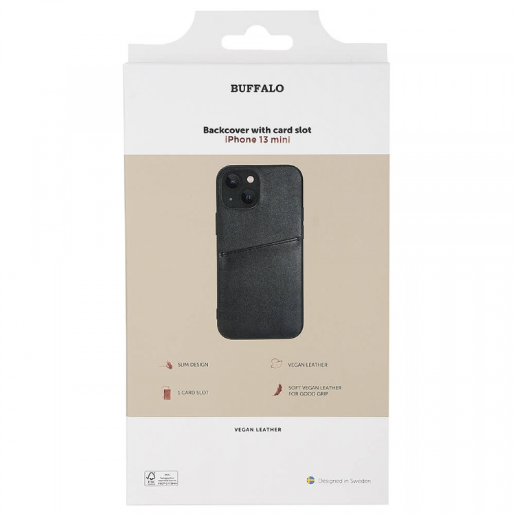 Buffalo Back cover PU 2 card iPhone 13 Mini Black Buffalo Back cover PU 2 card iPhone 13 Mini Black