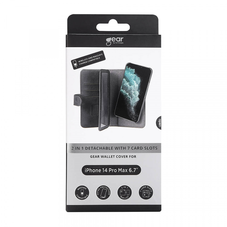 Gear Lompakko 2in1 7 Korttipaikkaa MagSeries Musta - iPhone 14 Pro Max Gear Lompakko 2in1 7 Korttipaikkaa MagSeries Musta - iPhone 14 Pro Max