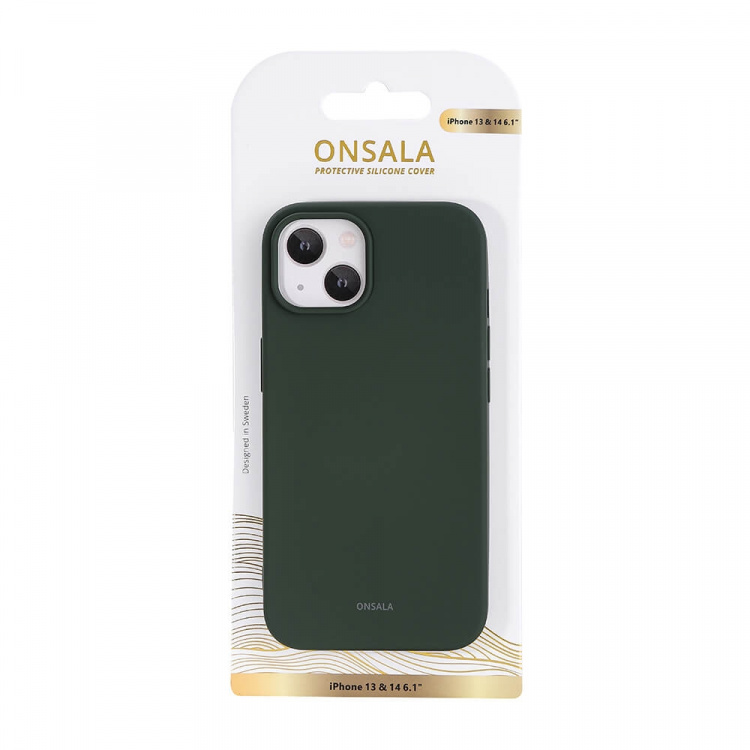 Onsala Suojakuori Silikooni Olive Green - iPhone 13/14