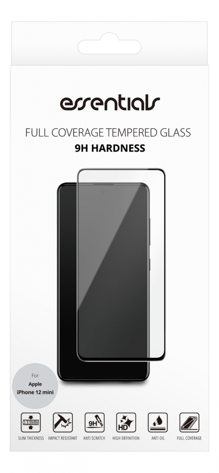 Essentials iPhone 12 mini, Tempered Glass, full fit, Black Essentials iPhone 12 mini, Tempered Glass, full fit, Black