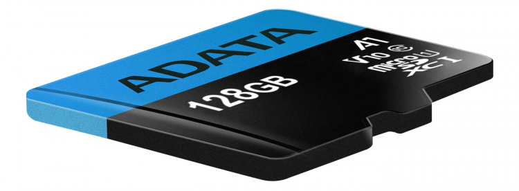 ADATA 64GB MicroSDXC card with SD Adapter, UHS-I, Class 10, A1, blue