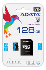 ADATA 64GB MicroSDXC card with SD Adapter, UHS-I, Class 10, A1, blue