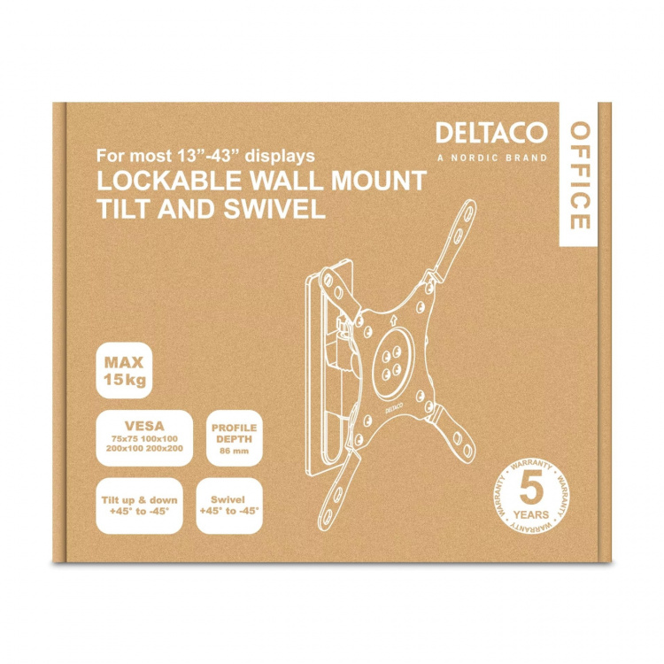 DELTACO Office lukittuva näytön seinäteline,13 DELTACO Office lukittuva näytön seinäteline,13