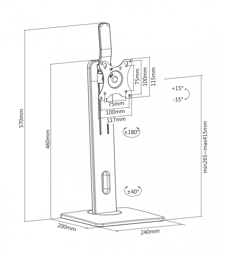 DELTACO OFFICE vapaasti seisova näytön pöytäteline, 17 DELTACO OFFICE vapaasti seisova näytön pöytäteline, 17
