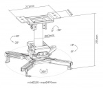 DELTACO OFFICE projektorin kattoteline, 225mm, 45kg, musta