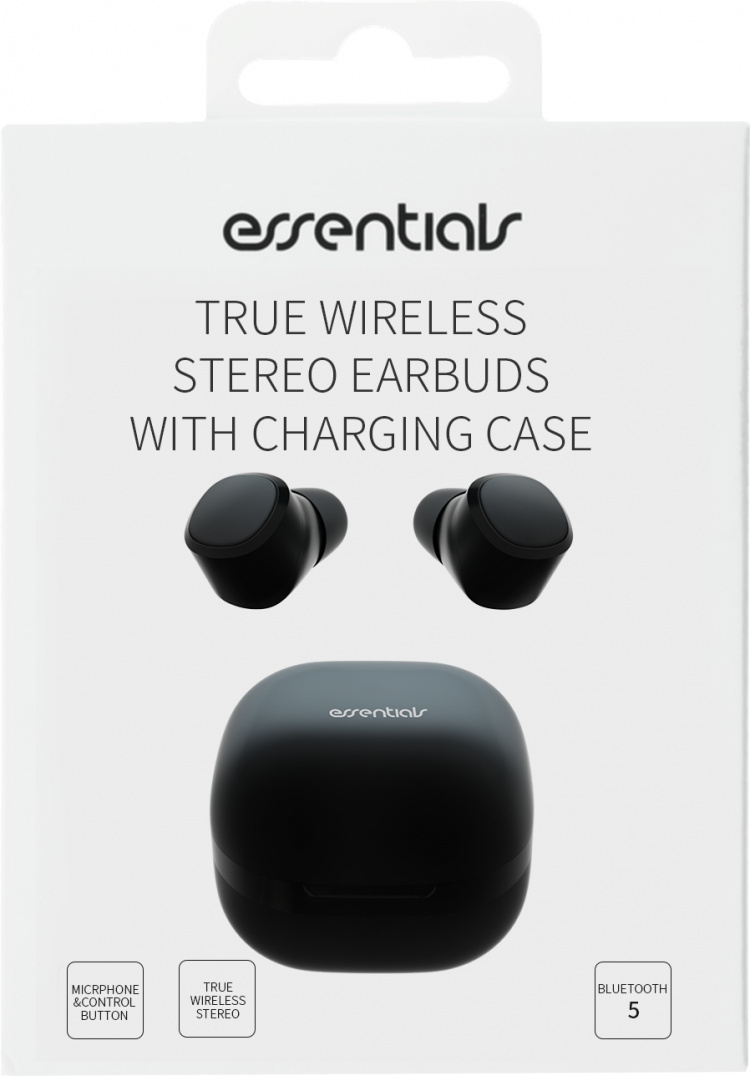 Essentials True Wireless Stereo in-ear, IPX6, dual earbuds, Musta