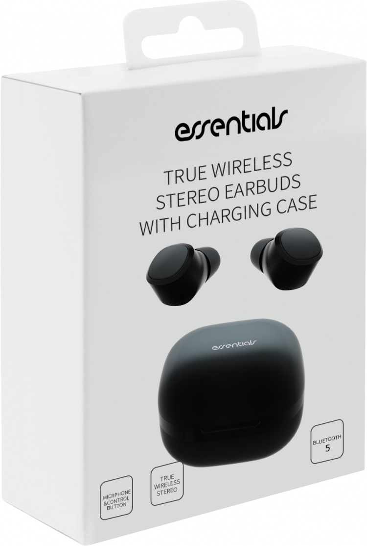 Essentials True Wireless Stereo in-ear, IPX6, dual earbuds, Musta