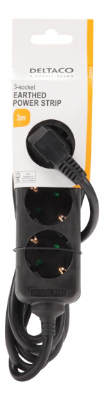 DELTACO outlet 3xCEE 7/3 1xCEE 7/7 3m black