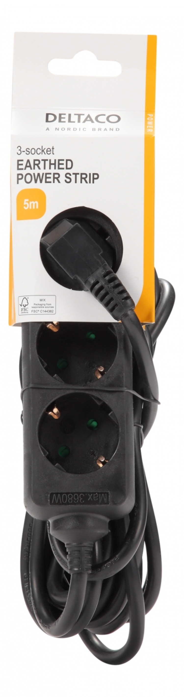 DELTACO outlet 3xCEE 7/3 1xCEE 7/7 5m black DELTACO outlet 3xCEE 7/3 1xCEE 7/7 5m black