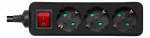 DELTACO outlet 3xCEE 7/3 1xCEE 7/7 switch 1,5m black