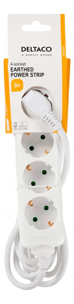 DELTACO outlet 4xCEE 7/3 1xCEE 7/7 3m white DELTACO outlet 4xCEE 7/3 1xCEE 7/7 3m white