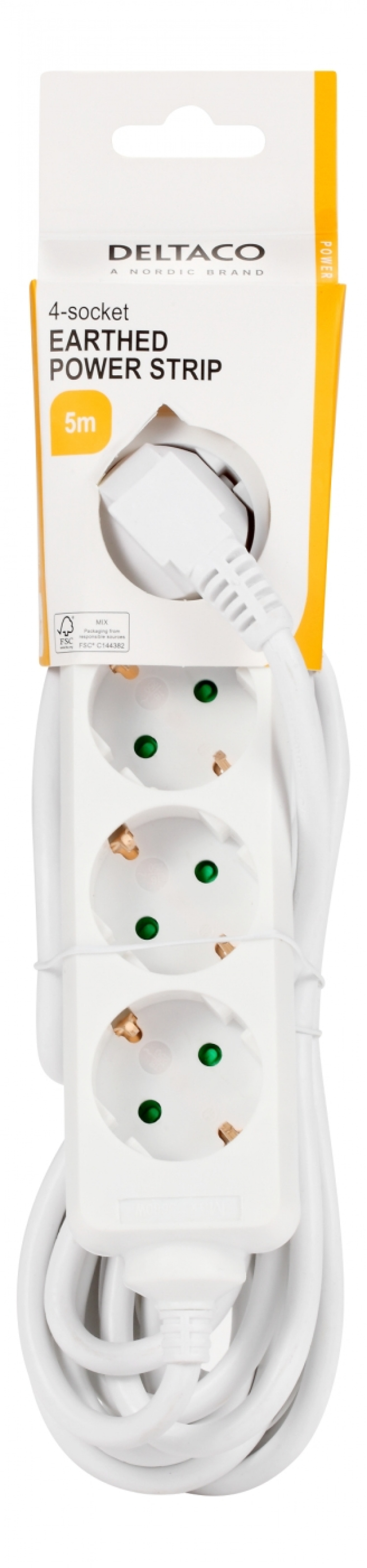 DELTACO outlet 4xCEE 7/3 1xCEE 7/7 5m white DELTACO outlet 4xCEE 7/3 1xCEE 7/7 5m white