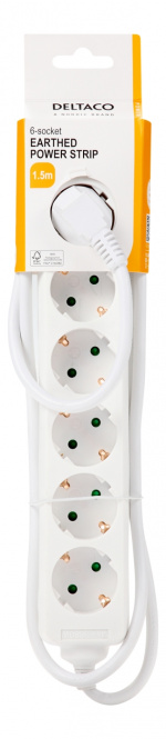 DELTACO outlet 6xCEE 7/3 1xCEE 7/7 1,5m white