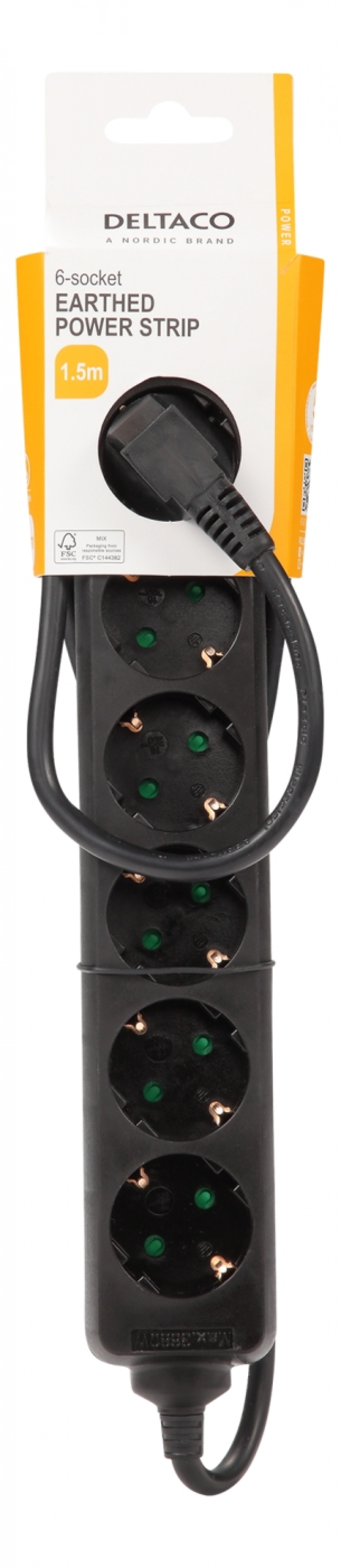 DELTACO outlet 6xCEE 7/3 1xCEE 7/7 1,5m black