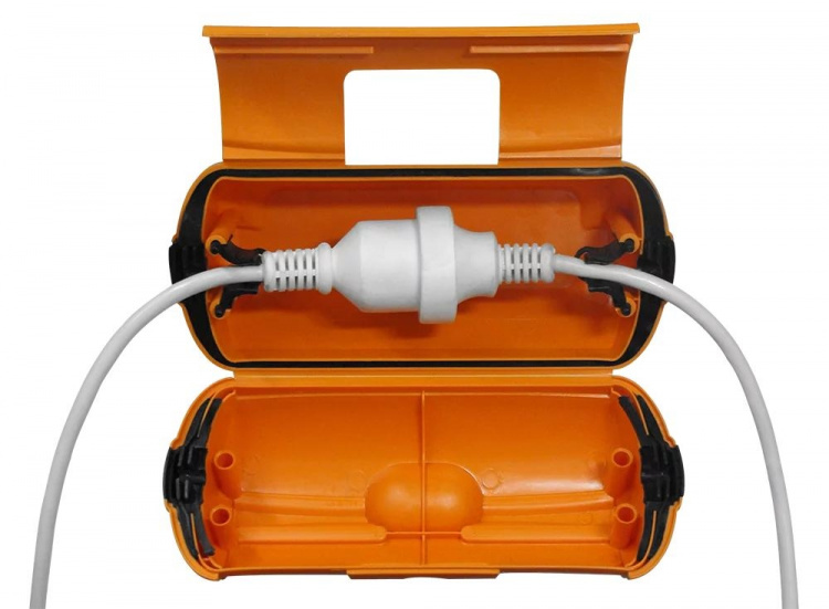 DELTACO yksiosaisen jatkojohdon suojarasia, vedenkestävä, oranssi DELTACO yksiosaisen jatkojohdon suojarasia, vedenkestävä, oranssi