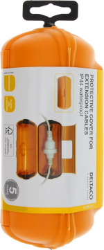 DELTACO yksiosaisen jatkojohdon suojarasia, vedenkestävä, oranssi DELTACO yksiosaisen jatkojohdon suojarasia, vedenkestävä, oranssi