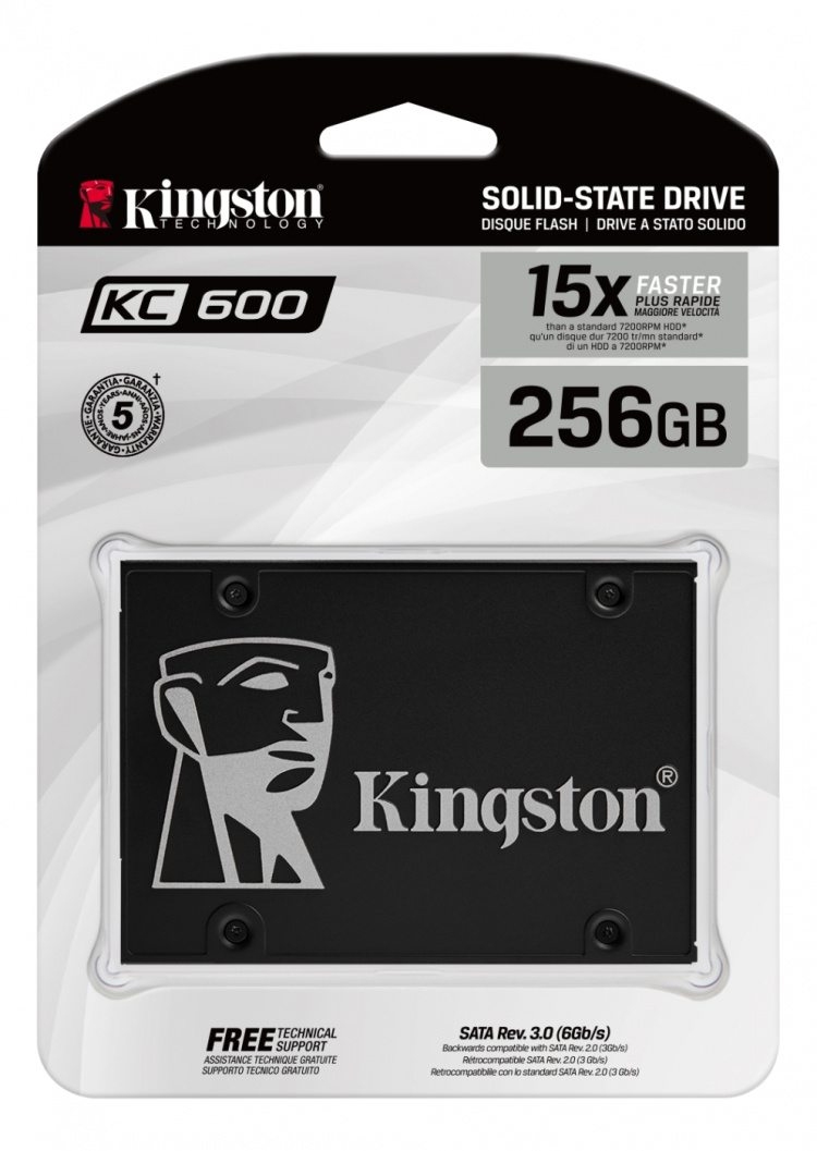 Kingston KC600 SSD-levy, SATA, 256GB, 2,5