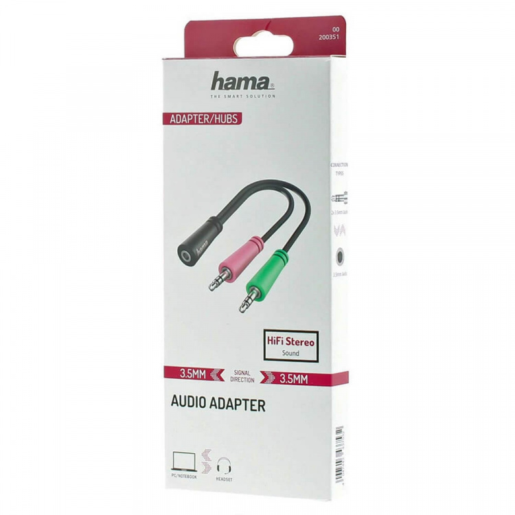 Hama Adapter Audio 3.5 Female to 2x 3.5 Male Hama Adapter Audio 3.5 Female to 2x 3.5 Male