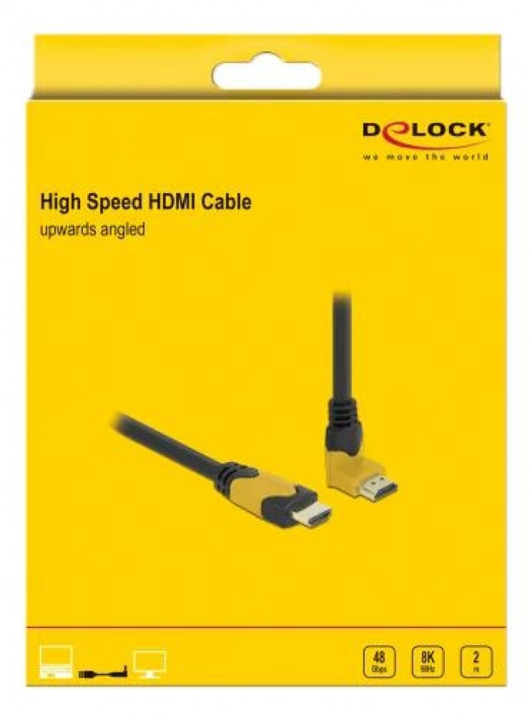 Delock High Speed HDMI cable male straight to male 90° upwards angled