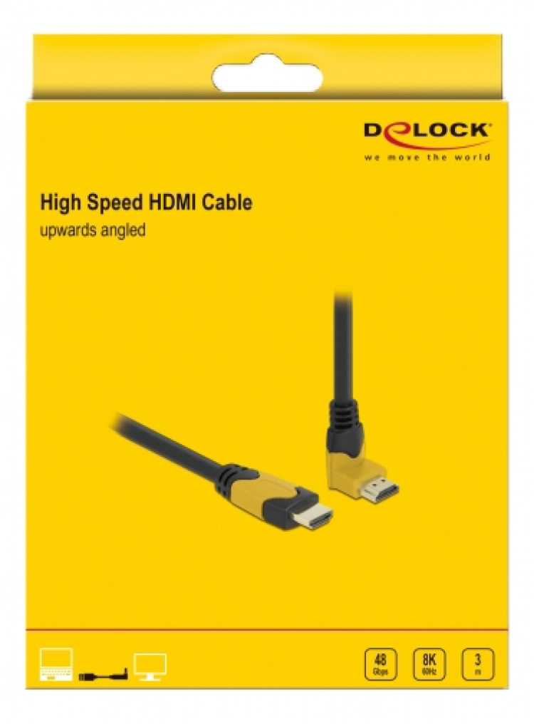 Delock High Speed HDMI cable male straight to male 90° upwards angled