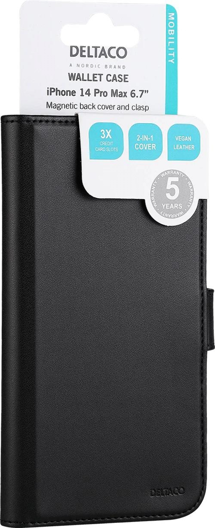 DELTACO iPhone 14 Plus wallet case 2-in-1, magnetic back cover