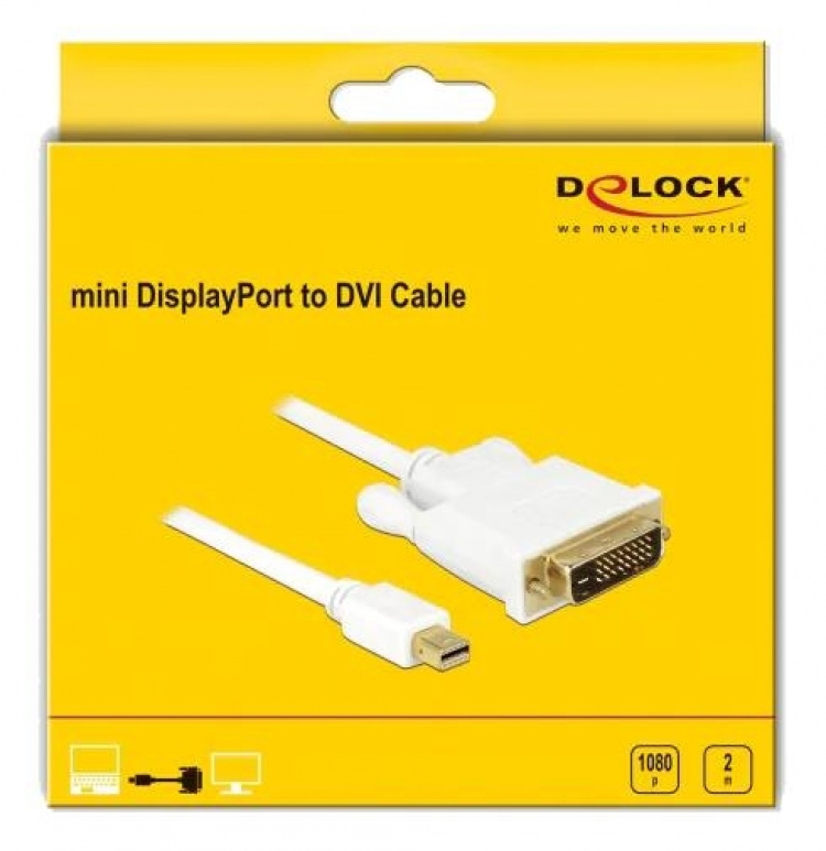 Delock Cable mini DisplayPort male to DVI 24+1 male 2 m