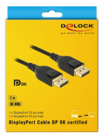 DeLOCK DisplayPort kaapeli, 8K 60 Hz, DP 8K-sertifioitu, 2 m, svart