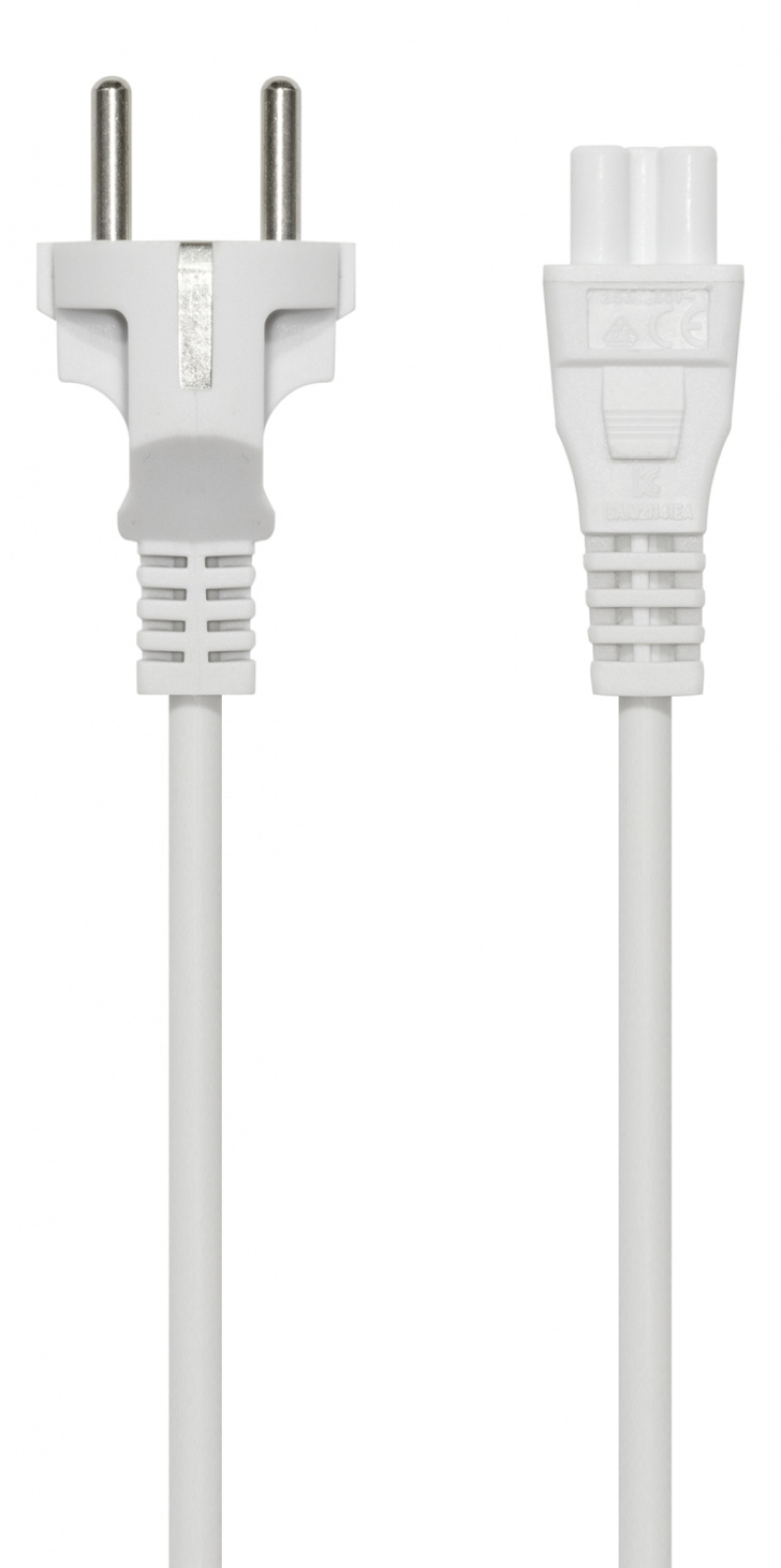 DELTACO apparatkabel, rak CEE 7/7 - rak IEC C5, 3m, 3X 1,0mm2, vit