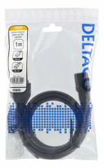 DELTACO maadoitettu kaapeli, IEC C15 - IEC C14, 1m, musta