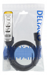 DELTACO maadoitettu kaapeli, IEC C15 - IEC C14, 1m, musta