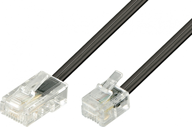 Modulaarikaapeli, 8P4C(RJ45) > 6P4C(RJ11),3 m, musta