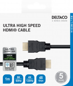 DELTACO ultranopea HDMI-kaapeli, 48Gbps, 3m, musta
