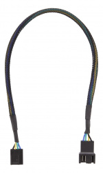 DELTACO förlängningskabel för 4-pins fläktar 0,3m, svart