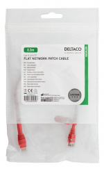 DELTACO U/UTP Cat6 laitekaapeli, litteä, 0,3m, 250MHz, punainen DELTACO U/UTP Cat6 laitekaapeli, litteä, 0,3m, 250MHz, punainen